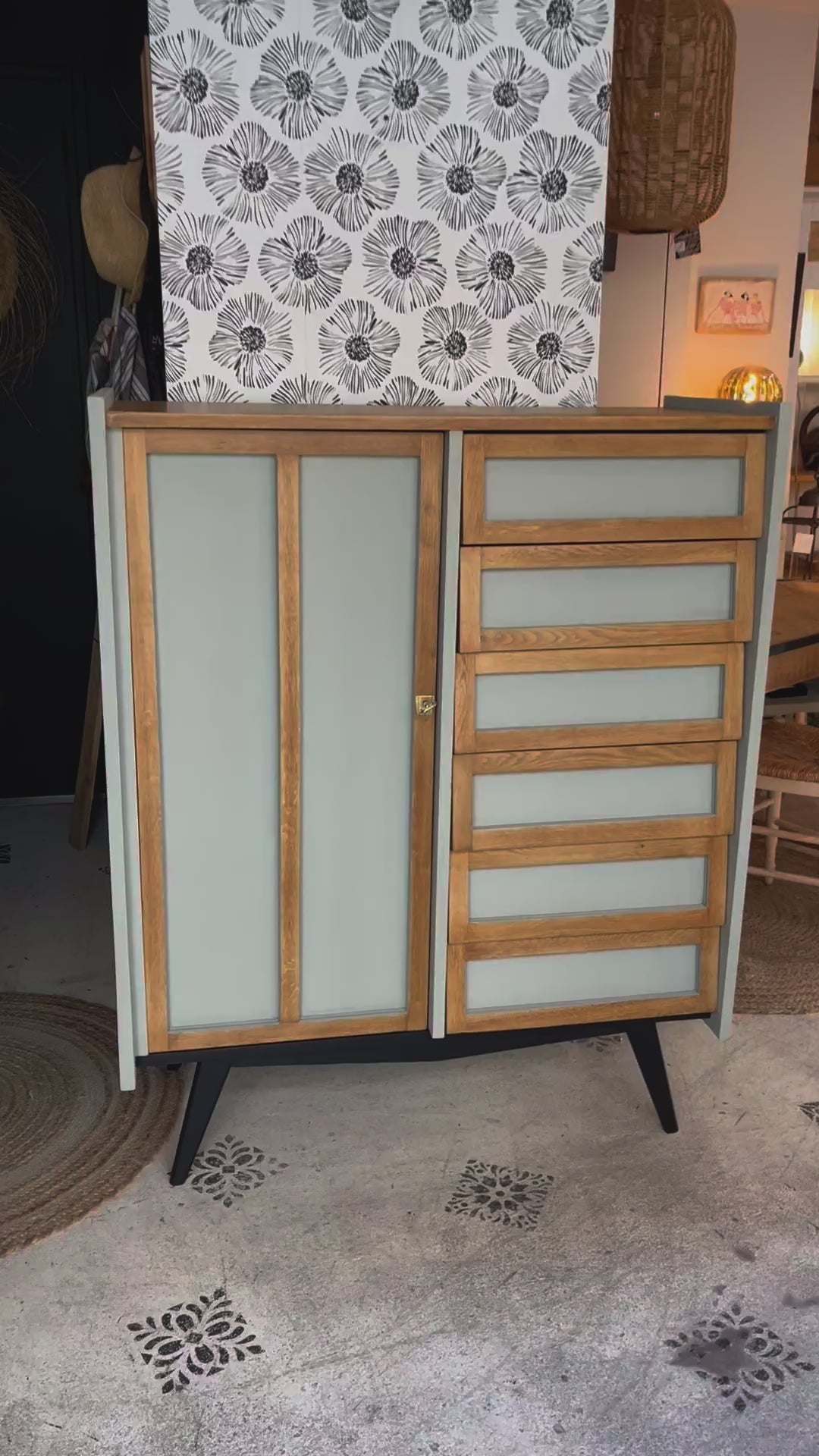 Buffet bois scandinave pieds compas