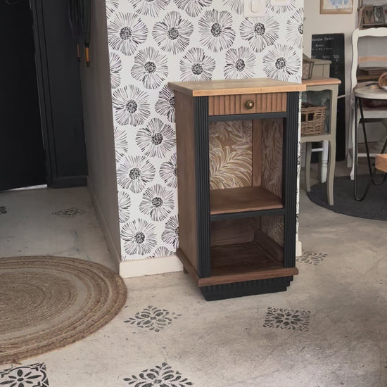 Table de chevet meuble d'appoint buffet vintage Aëla Art Déco bois massif chêne