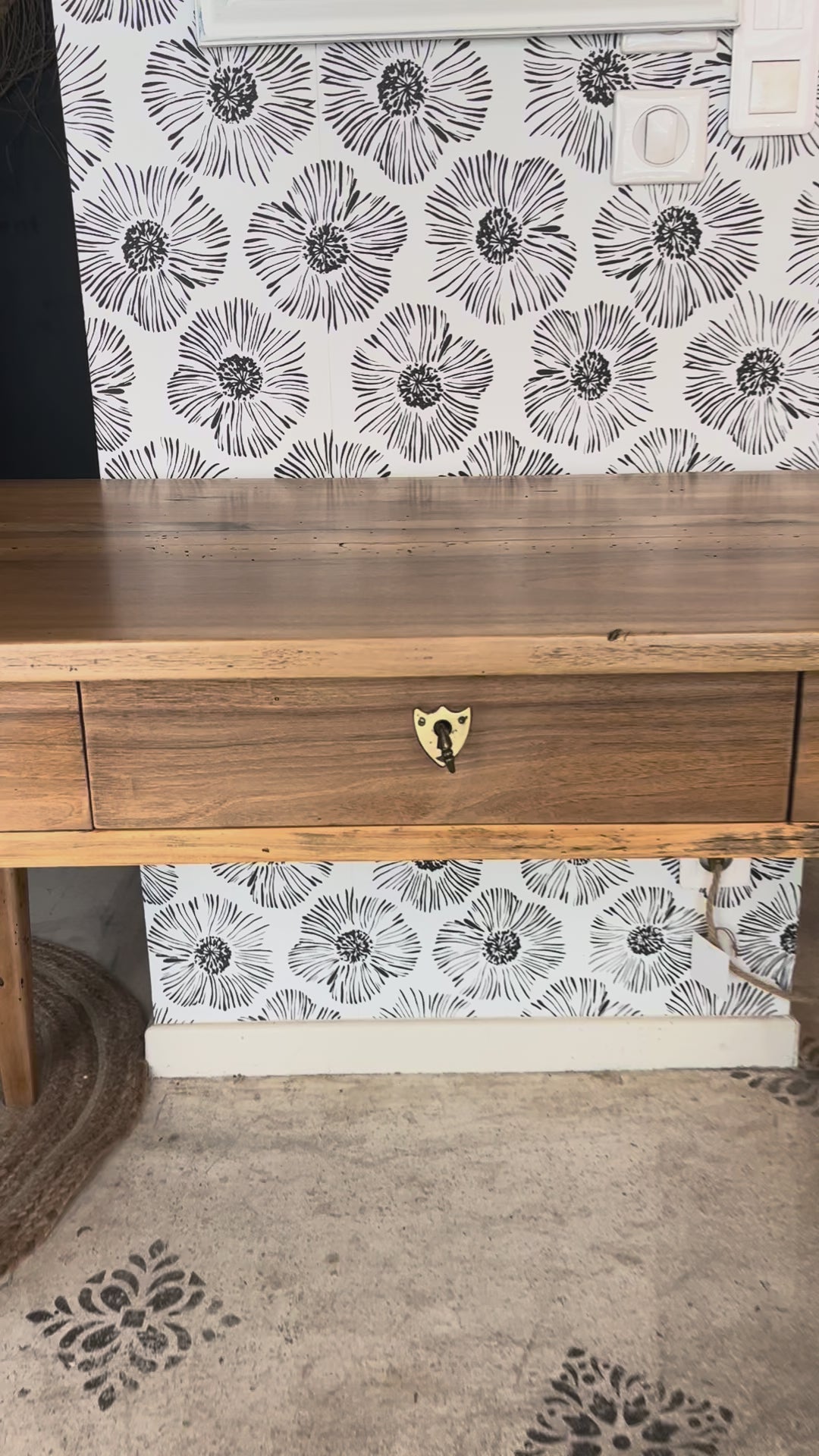 Bureau Nino noyer 1 tiroir meuble vintage 