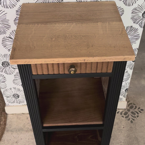 Table de chevet meuble d'appoint buffet vintage Aëla Art Déco bois massif chêne