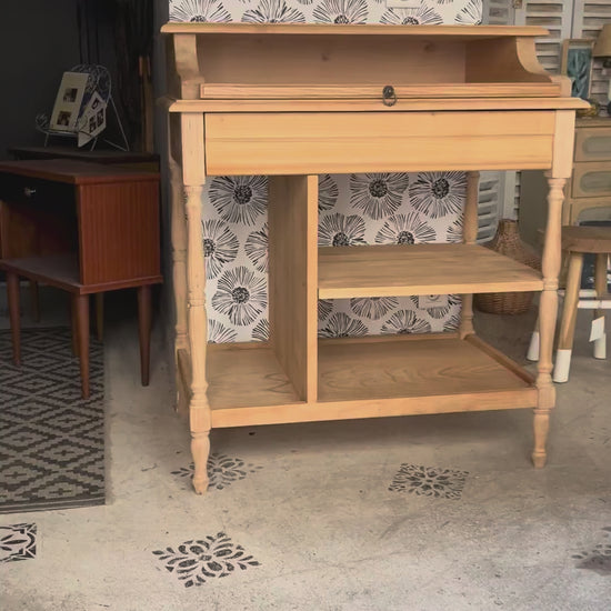 Bureau secrétaire console bois clair vintage Alphonse tiroir Bordeaux