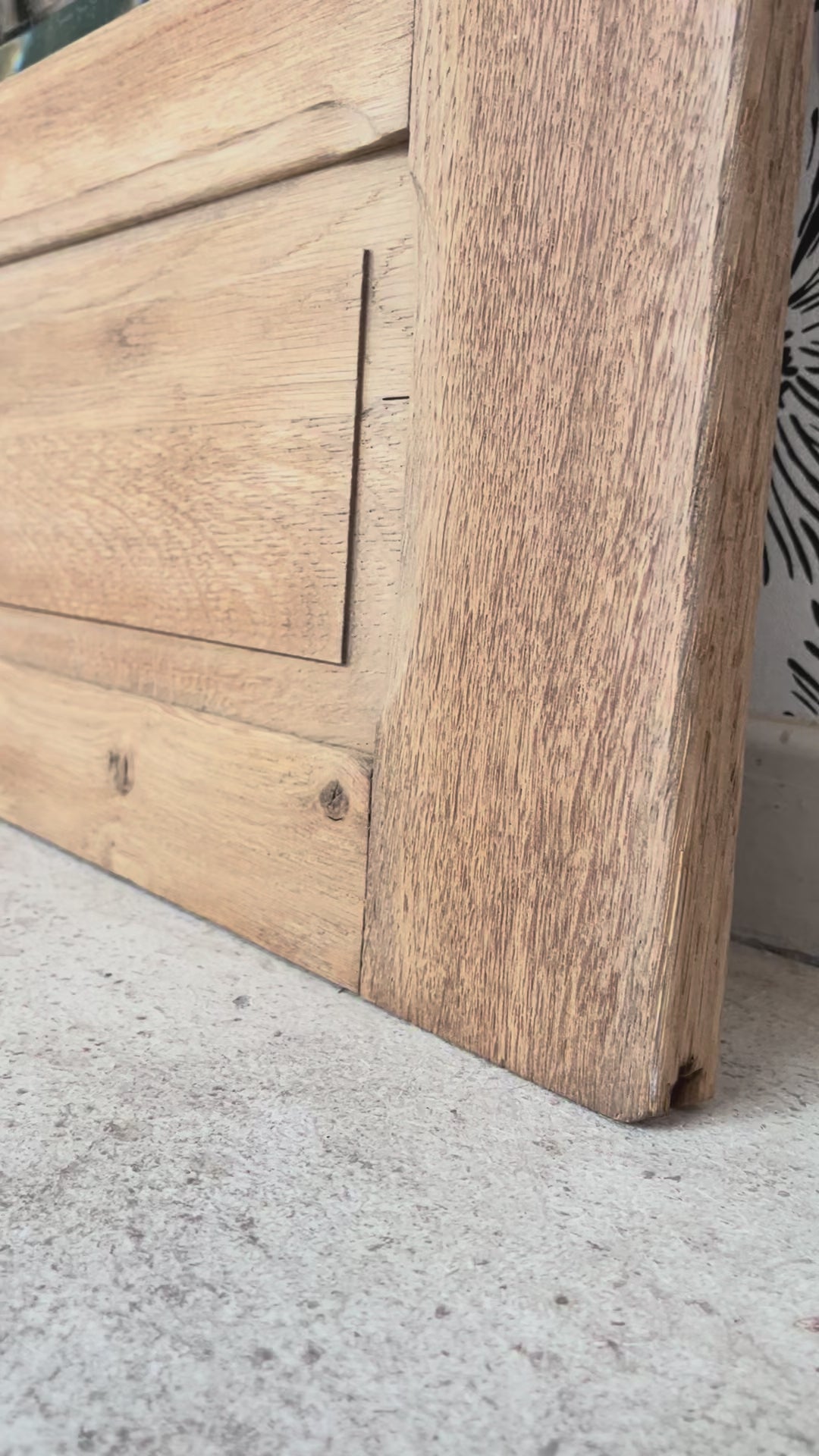 Porte armoire biseauté vintage Art Déco bois massif chêne Azalée