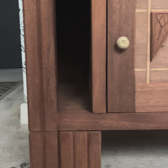 Duo tables de chevet vintage Art Déco Jada et Rosa bois et marbre