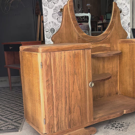 Coiffeuse buffet vintage Art Déco Mélissande 2 portes miroir Bordeaux