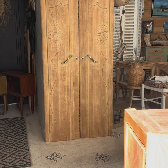 Duo portes d'armoire Art Déco bois massif chêne Solweig & Abigaël Bordeaux tête de lit paravent