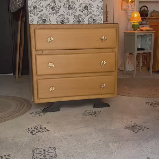 Commode Hanaé bois Art Déco feuilles de ginkgo