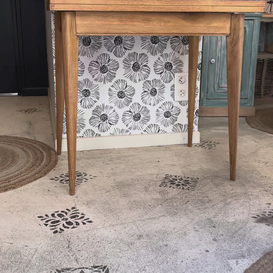 Table Garance vintage bois style scandinave pieds compas rallonge années 50 60 70