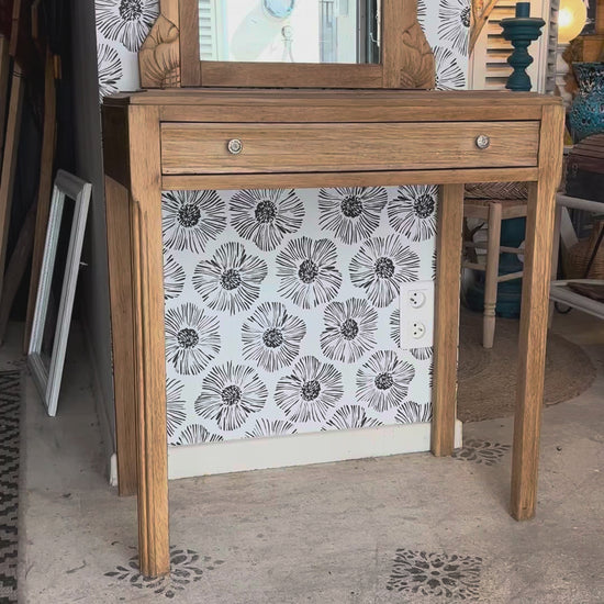 Coiffeuse vintage Art Déco Calliopée bois massif chêne Bordeaux