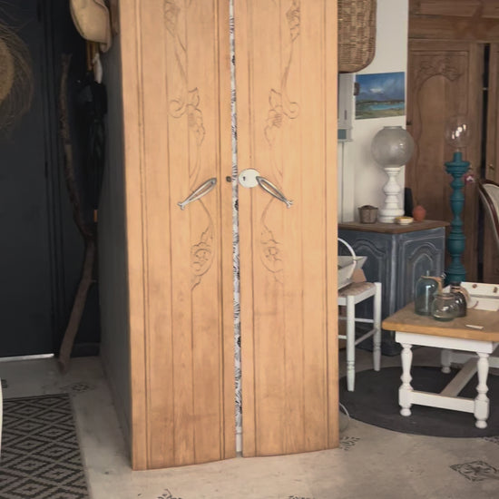 Portes vintage Art Déco Rose & Marguerite bois massif chêne