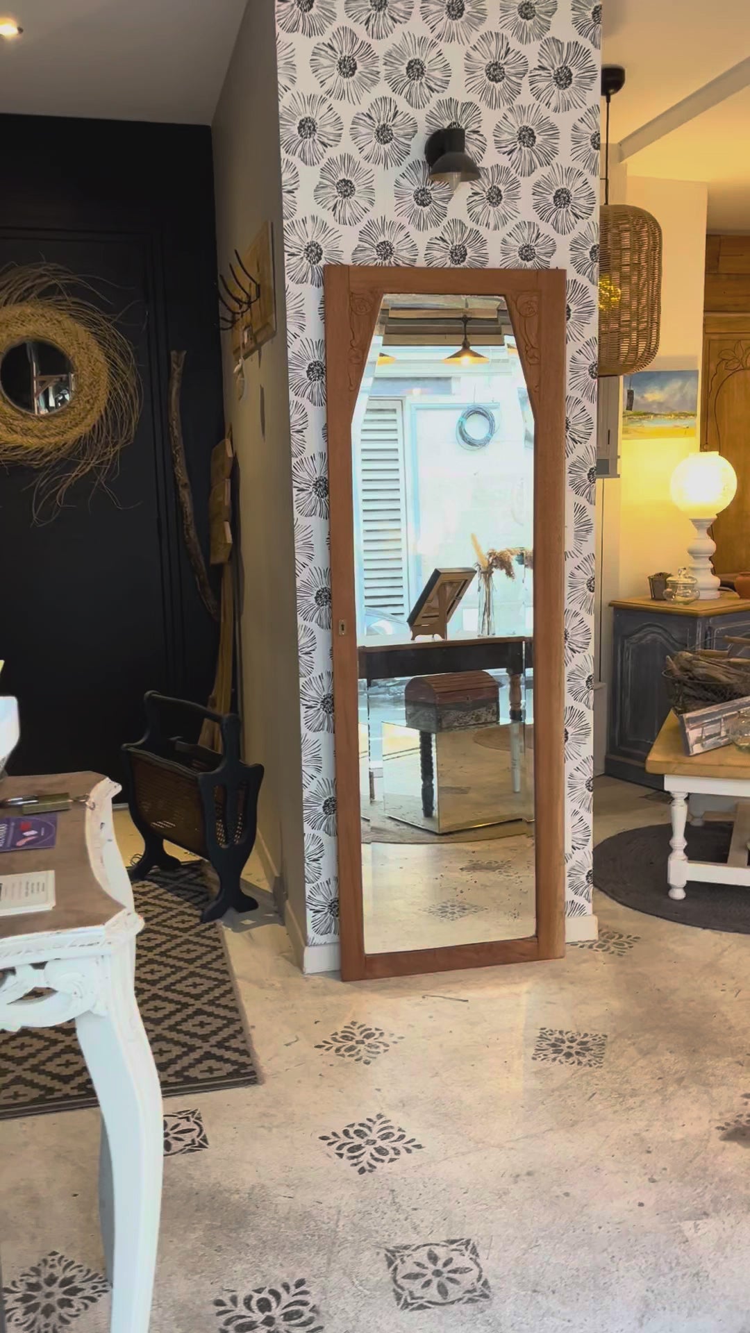 Porte miroir vintage Art Déco Alba bois massif 