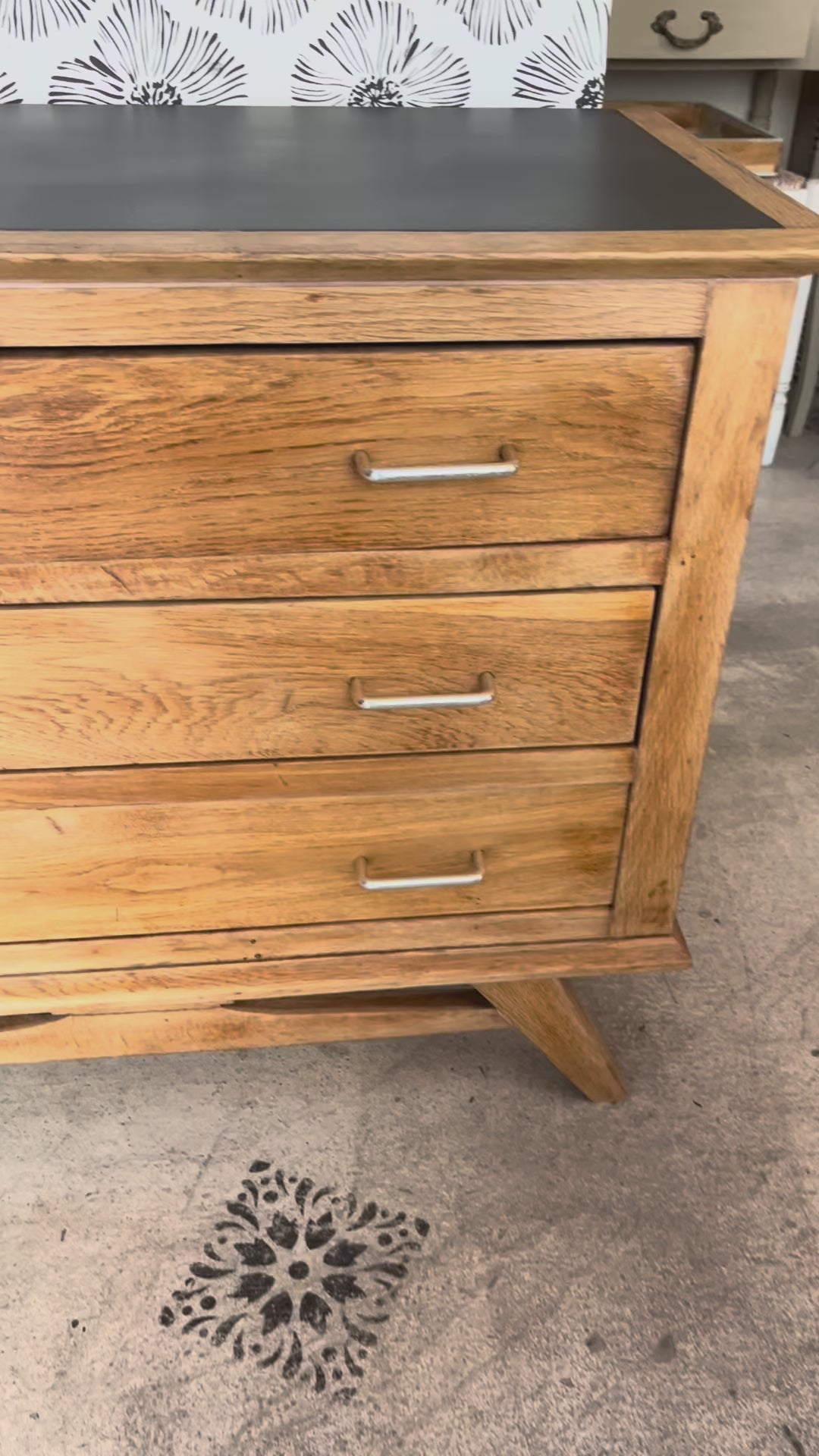 Commode vintage Oscar scandinave pieds compas 3 tiroirs années 50 60 70