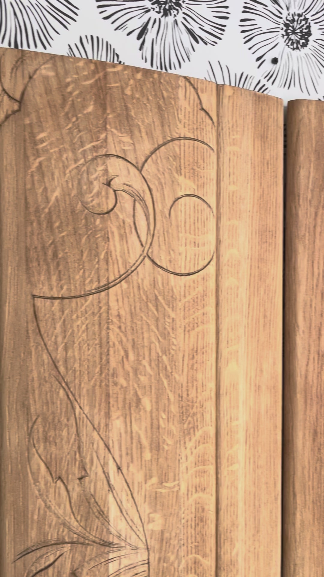 Duo portes d'armoire Art Déco bois massif chêne Solweig & Abigaël Bordeaux tête de lit paravent